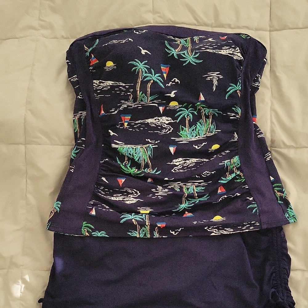 Lands' End Women's Tankini - Navy with Tropical Print